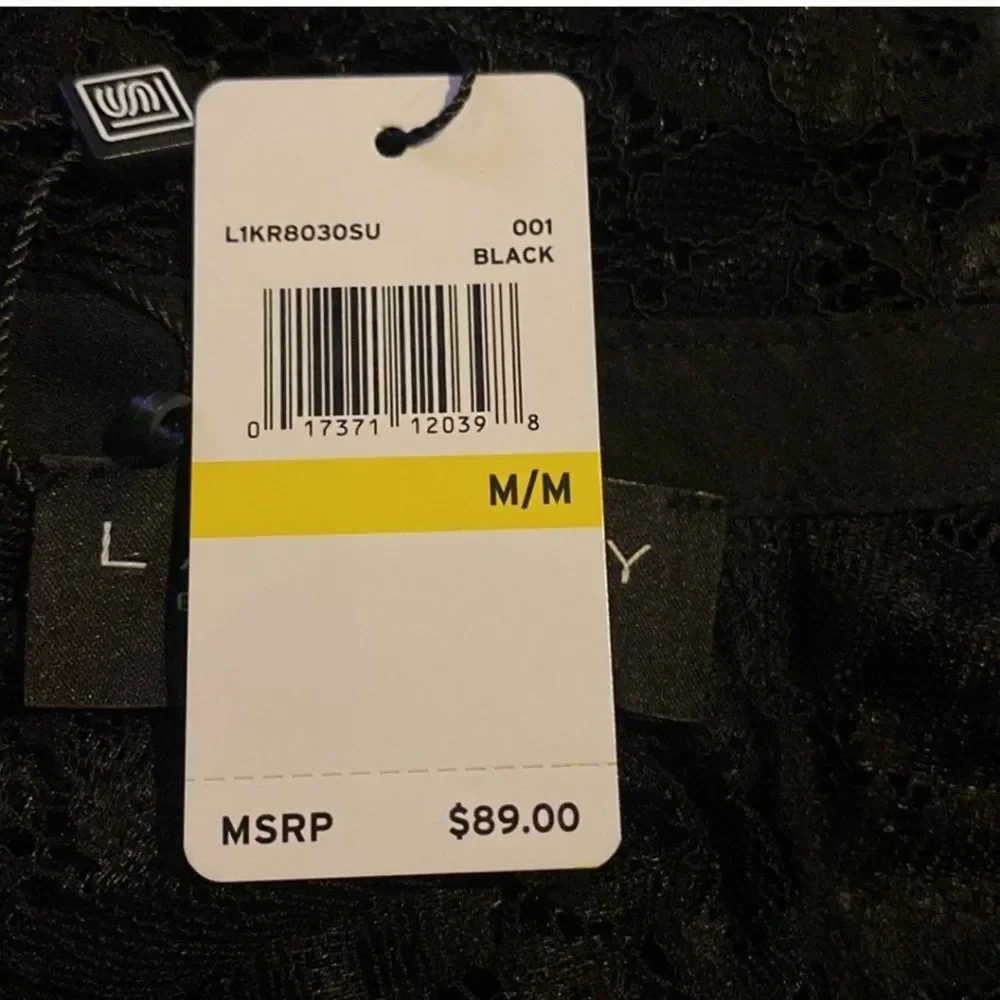 NWT Laundry by Shelli Segal Black Lace Collared Lined Top Women Size M - Picture 5 of 13